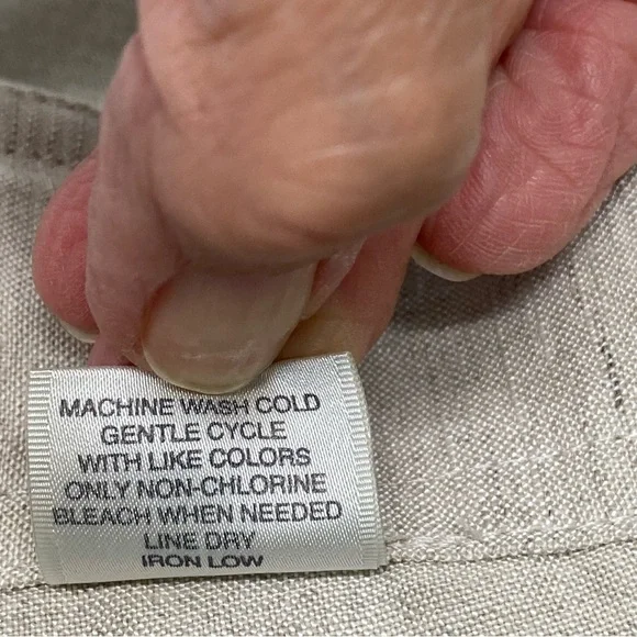 Van Heusen Womens Linen Blend Size 12 Wide Leg Beige Capri Pant Casual Loose Fit - Picture 5 of 11